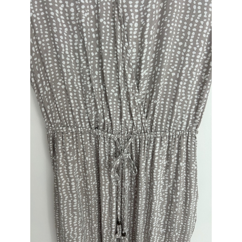 NWT Dress Forum Los Angeles Taupe White Dotted Jumpsuit V-Neck Jogger Small - Picture 4 of 15